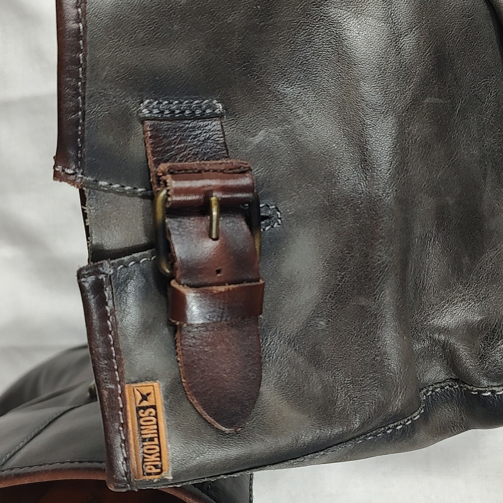 Pikolinos Tall Combat Boots Dark Gray Boots Brown Buckles Biker Boots Size EU 36 - Picture 5 of 10